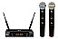 MICROFONE SEM FIO UHF DUPLO DE MAO DYLAN UDX-02 30 CANAIS - Imagem 1