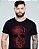 Camiseta masculina premium preta com caveira vermelha - Imagem 5