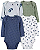 KIT 4 BODY MANGA LONGA FLORAL EM AZUL - Imagem 1