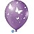 Balão Bexiga Redondo n°9 Borboletas Lilás e Branco Joy com 25 unidades - Imagem 1