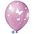 Balão Bexiga Redondo n°9 Borboletas Rosa e Branco Joy com 25 unidades - Imagem 1