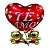 Balão Metalizado Coração Te Amo com Ursos BR Festas - Imagem 1