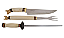 Kit Churrasco 9" Zakharov Golden Bull Cabo de Osso Faca + Garfo Longo + Chaira 10" no Estojo de Madeira - Imagem 7