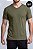 CAMISETA BÁSICA ALGODÃO EGÍPCIO GOLA V VERDE  MILITAR VIDIC - Imagem 1