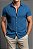 Camisa Viscolinho com Elastano Manga Curta Azul Aço Vidic - Imagem 1