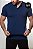 Camiseta Henley Algodão Egípcio Vidic Marinho - Imagem 1