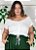 Cropped Branco Com Cordão Ajustável Plus Size - Imagem 1