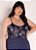 Body Floral Preto Com Alças Plus Size - Imagem 1