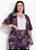 Kimono Floral Marinho Em Malha Plus Size - Imagem 1
