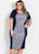 Vestido Marinho Com Recorte Estampado Plus Size - Imagem 1