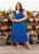 Vestido Midi Azul Com Franzidos Plus Size - Imagem 4