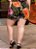 Short Folhagem Preta Em Malha	Plus Size - Imagem 2