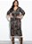 Vestido Floral Preta Em Jersey Acetinado Plus - Imagem 1