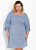 Vestido Xadrez Vichy Azul Com Mangas Plus Size - Imagem 1