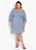 Vestido Xadrez Vichy Azul Com Mangas Plus Size - Imagem 4