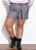 Short Xadrez Preto Com Bolsos E Faixa Plus Size - Imagem 1