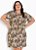 Vestido Floral Bege Com Mangas Plus Size - Imagem 1
