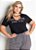 T-shirt Preta Tira Com Detalhe Plus Size - Imagem 1