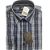 Camisa de flanela xadrez azul marinho manga longa de algodão - Imagem 3