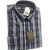 Camisa de flanela xadrez azul marinho manga longa de algodão - Imagem 2