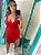 Vestido Feminina Curto De Alcinha Canelado Moda Vermelho - Imagem 2
