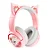HEADSET GAMER KNUP HATHOR FN634 SEM FIO BLUETOOTH RECARREGÁVEL ROSA COM LED RAINBOW - Imagem 1