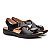 Sandália Feminina Com Velcro De Couro Legítimo Comfort - 10322 Preta - Imagem 1