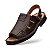 Sandália Masculina De Couro Legítimo Comfort Tira Com Ajuste - 44010 Café - Imagem 5