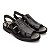Sandália Masculina De Couro Legítimo Comfort Tira Com Ajuste - 44010 Preta - Imagem 4