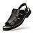 Sandália Masculina De Couro Legítimo Comfort Tira Com Ajuste - 44010 Preta - Imagem 5