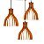 Luminária Pendente Trio Lustre Mdf Cabo e Canopla Alumínio Moderno Rutile Caramelo - Imagem 3