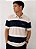 Polo Tommy Hilfiger Masculina Color Block-Creme/Branco/Azul 78J8 - Imagem 1