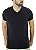 Camiseta Masculina Básica Cotton Preta Gola V - Imagem 2