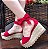 Sandália Feminina Flatform Vermelha Laço Camurça Suede - Imagem 1