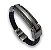 Pulseira Masculina Royal Feita De Couro Preto Trançado, Ao Centro Placa Metálica No Grafite Escovado - Imagem 3