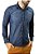Camisa Masculina Jeans Slim Fit Denim Azul Intenso Estonada Exclusiva Luxo - Imagem 3