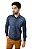 Camisa Masculina Jeans Slim Fit Denim Azul Intenso Estonada Exclusiva Luxo - Imagem 1