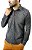 Camisa Masculina Jeans Slim Fit Denim Cinza Estonada Exclusiva Luxo - Imagem 2