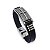 Pulseira Masculina Believe Feita Em Couro Preto Com Placa Texturizada Na Cor Grafite - Imagem 1