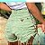 Short Feminino Sarja Verde Cós Alto Amassado Modinha Blogueira - Imagem 3