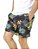 Short Masculino Preto Verde Vermelho Praia Floral Folhas Poliéster Com Bolsos - Imagem 4