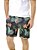 Short Masculino Preto Verde Vermelho Praia Floral Folhas Poliéster Com Bolsos - Imagem 3
