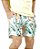 Short Masculino Poliéster Branco Verde Rosa Verão Floral Folhas Coqueiro - Imagem 4