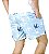 Short Masculino Poliéster Azul Claro Branco Gaivotas Com Bolsos - Imagem 3