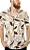 Camisa Masculina Manga Curta Viscose Modelagem Regular Folhas Branco Preto Laranja - Imagem 3