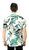 Camisa Masculina Manga Curta Viscose Modelagem Regular Folhas Branco Verde - Imagem 3