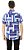 Camisa Masculina Manga Curta Viscose Modelagem Regular Formas Branco Azul - Imagem 4
