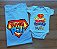 Kit camiseta dia dos pais - camiseta Adulto e body Bebê Menino Super Pai - Imagem 1