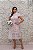 VESTIDO MIDI BRANCO EM RENDA VAZADA FORRO NUDE GOLA ALTA COM MANGUINHA - Imagem 1