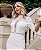 VESTIDO BRANCO MIDI RENDA COM DECOTE PROFUNDO VAZADO E MANGA 3/4 - Imagem 3